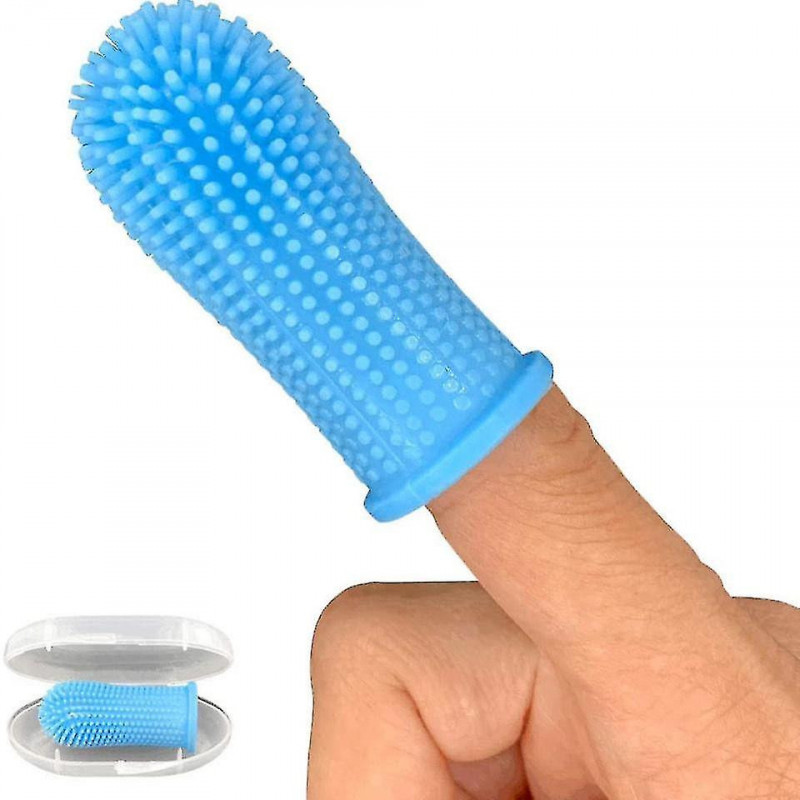 Silicone Pet Tooth Brush Finger Toothbrush Bad Breath Care Pet Dog Cat Cleaning Dog Supplies Blue,1pcs
