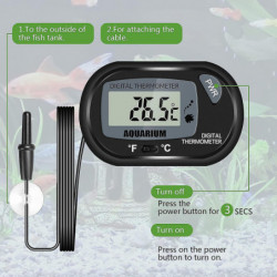 Digital Lcd Aquarium Thermometer With Suction Cups And Waterproof Probe For Fish Tank Reptile Terrarium 2 Pieces