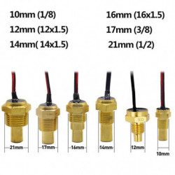 1pc 12v/24v Car Truck Digital Water Temperature Sensor 50k Head Plug 10mm 14mm 16mm 17mm 21mm
