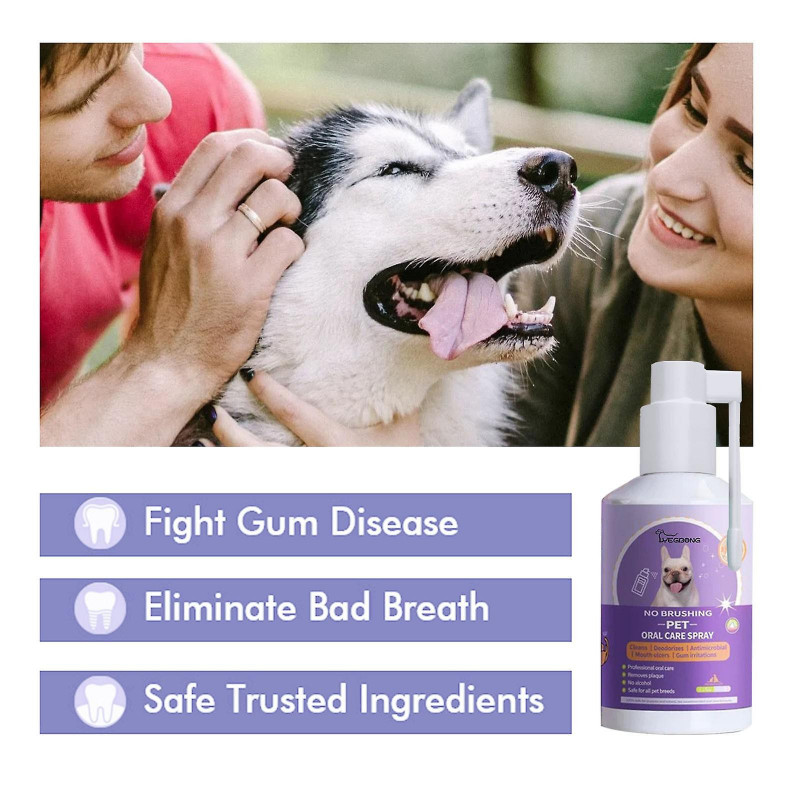 Pet Cleaning Dog Teeth Cleaning Spray To Eliminated Bad Breath, No Need To Brush Teeth For Tartar And Plaque 50ML