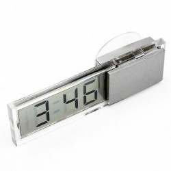 Car Electronic Digital Clock with Transparent LCD Display Suction Cup (Silver)
