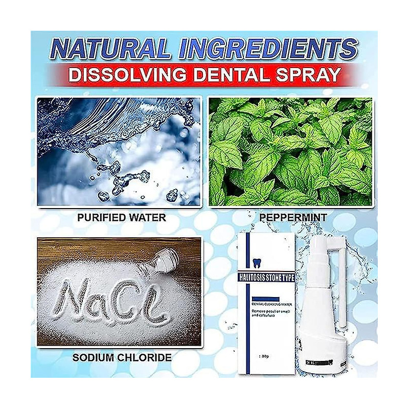 30ml Spray dentaire dissolvant sans calcul, nettoyant dentaire pour dents décapantes, spray rafraîchissant pour la [...]