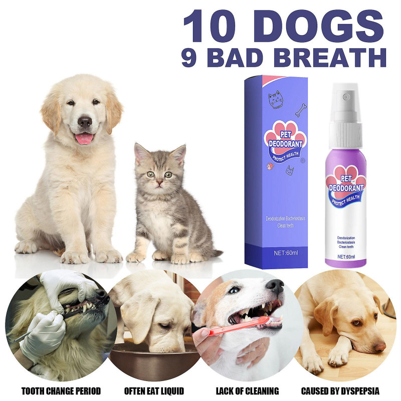 Petry Oral Spray, Pet Breath Freshener Spray Care Cleaner, Élimine la mauvaise haleine, cible le tartre et la plaque