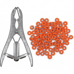 Stainless Steel Castration Pliers - for Cattle, Pigs, Sheep, With 100 Rubber Rings
