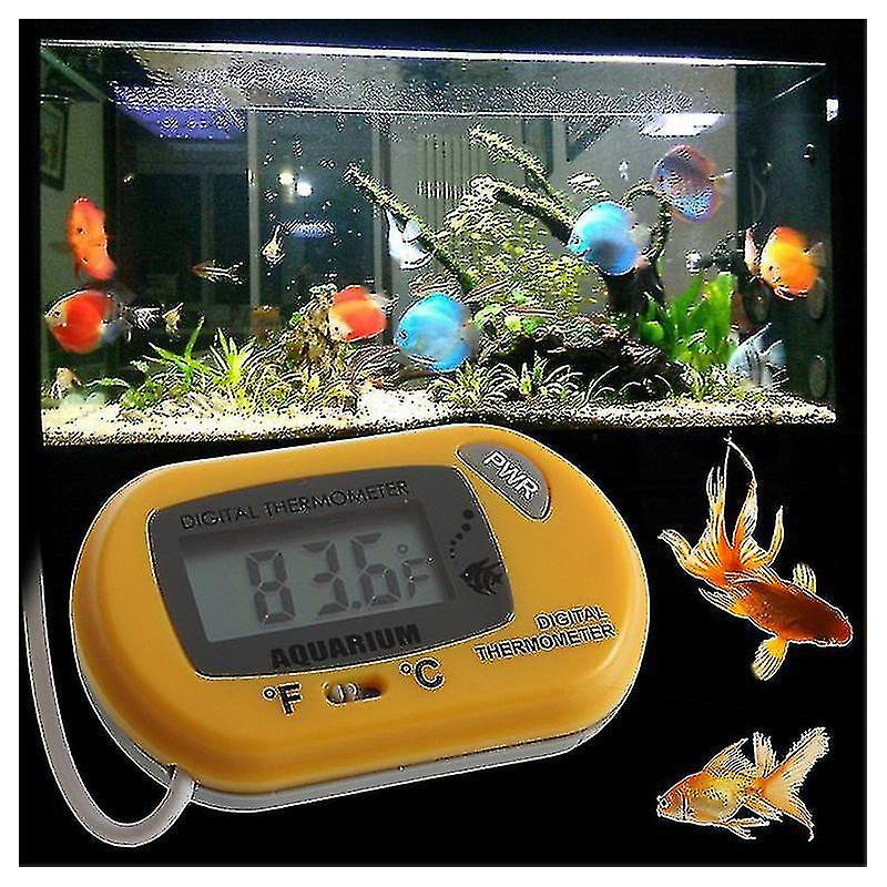 Lcd Digital Fish Aquarium Thermometer Water Terrarium Free Extra Batteries