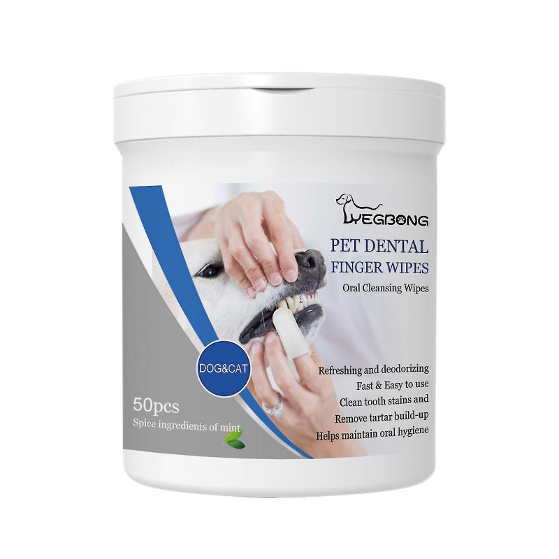 50pcs Dog Cat Puppy Dental Teeth Cleaning Care Wet Wipe Pet Supplies