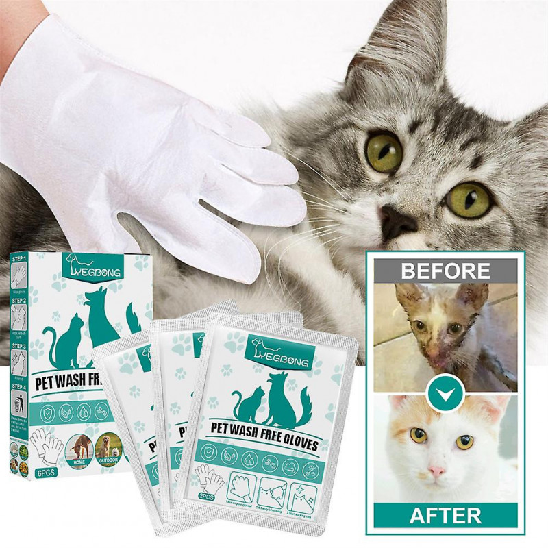 Pet Grooming Glove Wipes Wash Free Cleaning, Soothing & Nourishing Cats & Dogs
