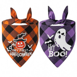 Funny Halloween Cotton Plaid Pet Dog Triangle Scarf - Halloween Fluorescence Pet Dog Cat Gifts