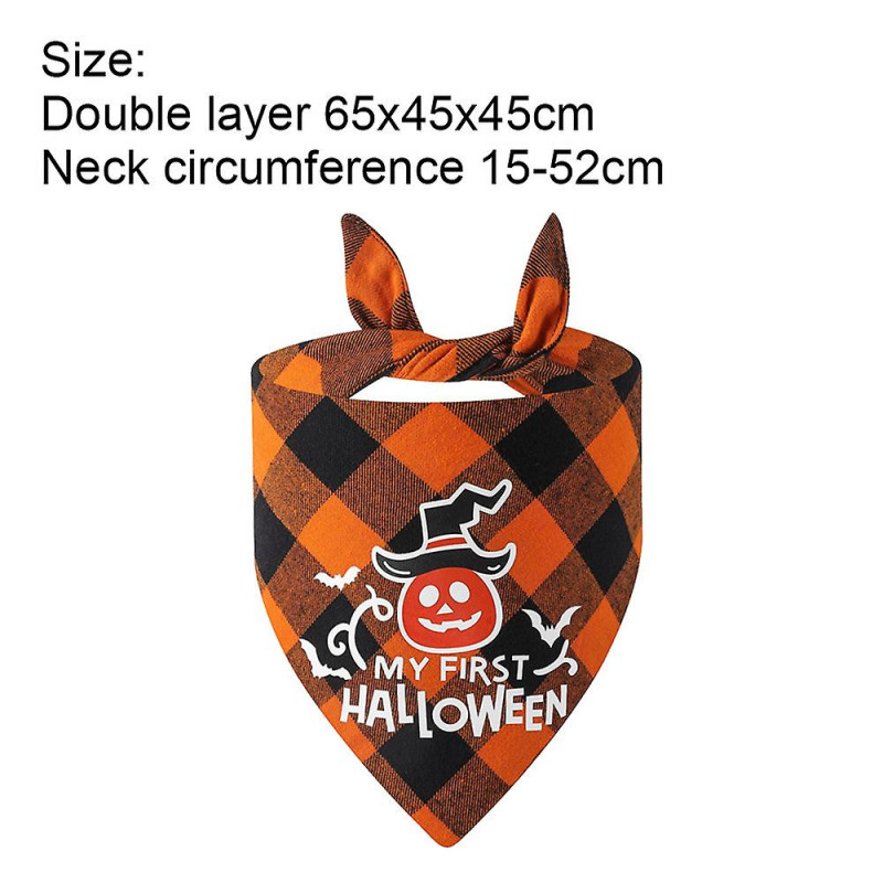 Funny Halloween Cotton Plaid Pet Dog Triangle Scarf - Halloween Fluorescence Pet Dog Cat Gifts