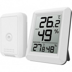 Digital Temperature And Humidity Monitor With Outdoor Sensor - Large Lcd Display