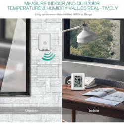 Digital Temperature And Humidity Monitor With Outdoor Sensor - Large Lcd Display