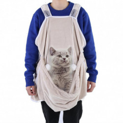Pet Dog Cat Carrying Sleeping Bags Coral Fleece Anti stick Hair Apron (Beige)