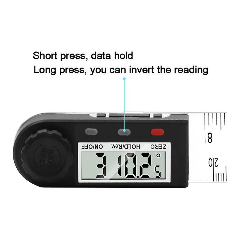 1 Pcs Digital Display Angle Ruler, 2 in 1 Electronic Angle Gauge with Lock Button 0-360 W
