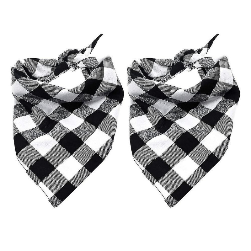 2 Pcs Chien Bandana Noël Classique Plaid Pet Bandana Foulard Triangle B