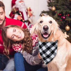 2 Pcs Chien Bandana Noël Classique Plaid Pet Bandana Foulard Triangle B