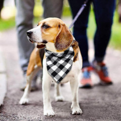 2 Pcs Chien Bandana Noël Classique Plaid Pet Bandana Foulard Triangle B
