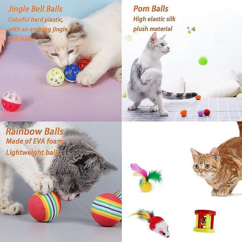 21 Pcs Cat Kitten Toys Set, Tunnels de chat pliables pour chats d’intérieur, int