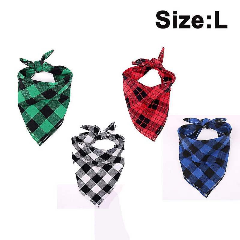 4pcs Plaid Dog Bandanas, triangle écharpe réversible pour animaux de compagnie pour garçon et fille