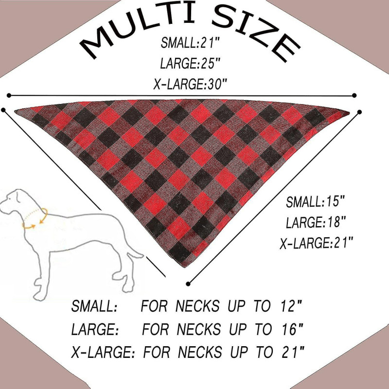 4pcs Plaid Dog Bandanas, triangle écharpe réversible pour animaux de compagnie pour garçon et fille