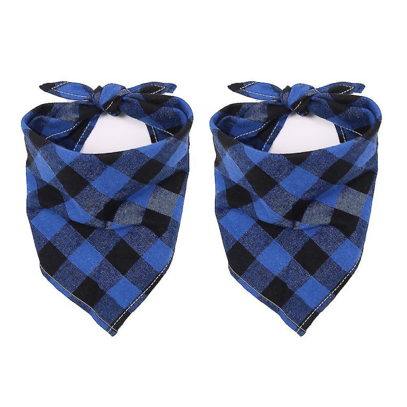 2 Pcs Chien Bandana Noël Classique Plaid Pet Bandana Foulard Triangle B