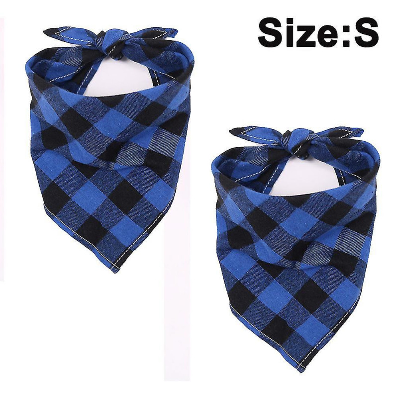 2 Pcs Chien Bandana Noël Classique Plaid Pet Bandana Foulard Triangle B