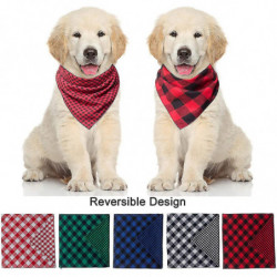 2 Pcs Chien Bandana Noël Classique Plaid Pet Bandana Foulard Triangle B