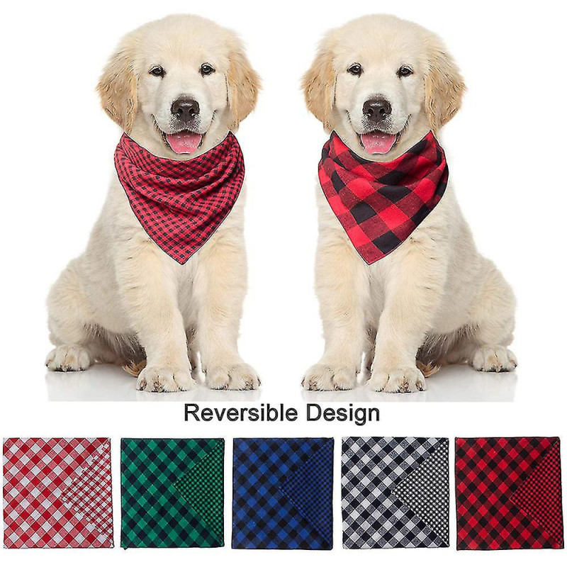 2 Pcs Chien Bandana Noël Classique Plaid Pet Bandana Foulard Triangle B