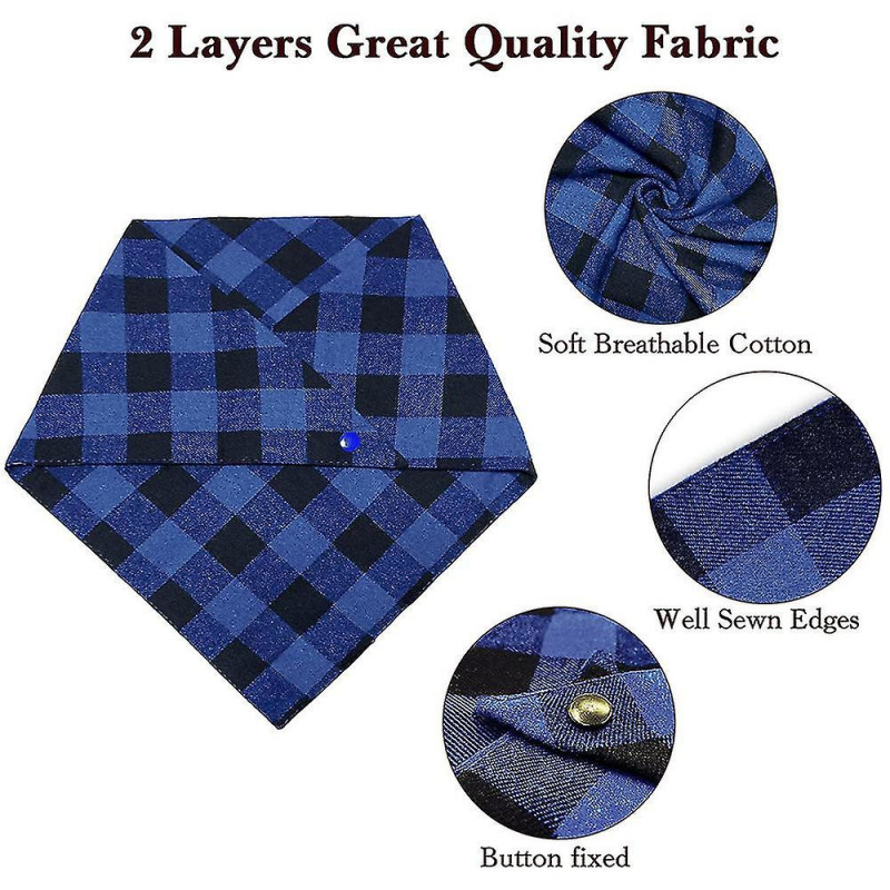 2 Pcs Chien Bandana Noël Classique Plaid Pet Bandana Foulard Triangle B