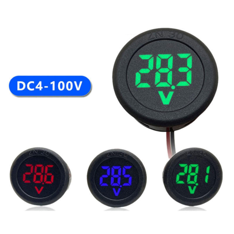 Two-wire Circular Voltage Monitors DC 4-100V Digital Voltmeter Head Volt Tester