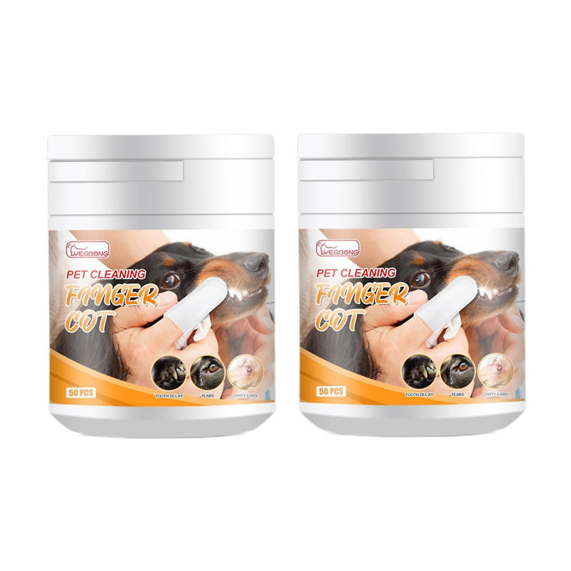 100pcs Pet Care Finger Wipes Reduce Plaque & Tartar Dogs & Cats Disposable