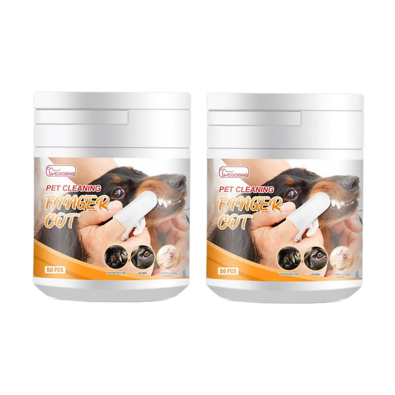 100pcs Pet Care Finger Wipes Reduce Plaque & Tartar Dogs & Cats Disposable