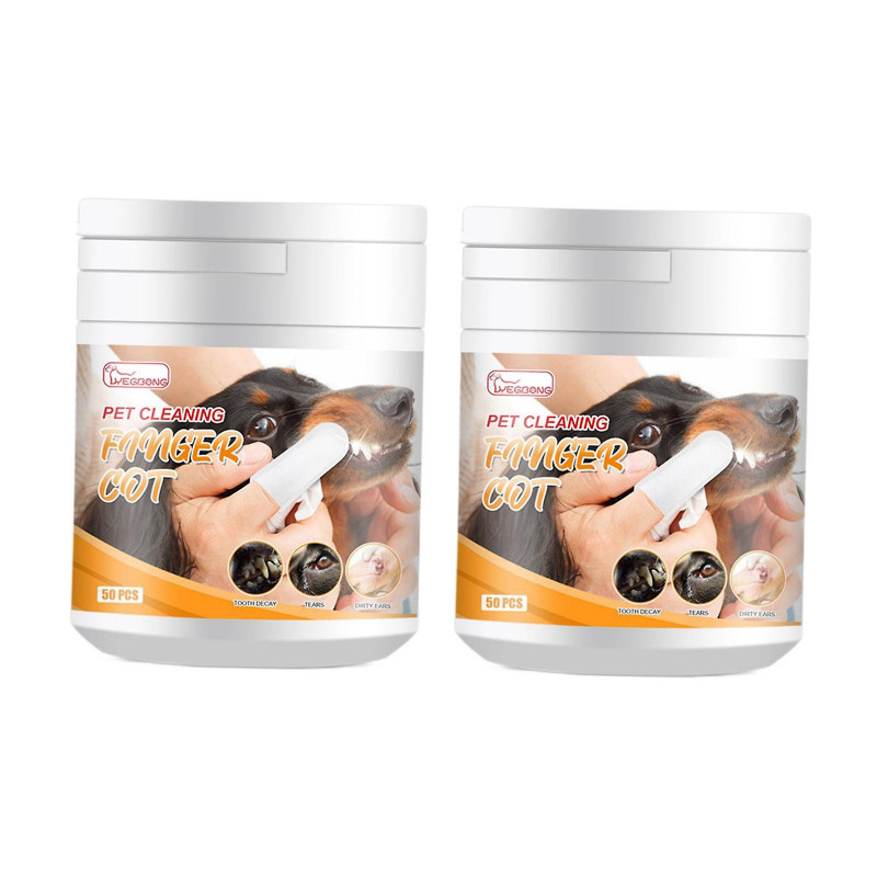 100pcs Pet Care Finger Wipes Reduce Plaque & Tartar Dogs & Cats Disposable