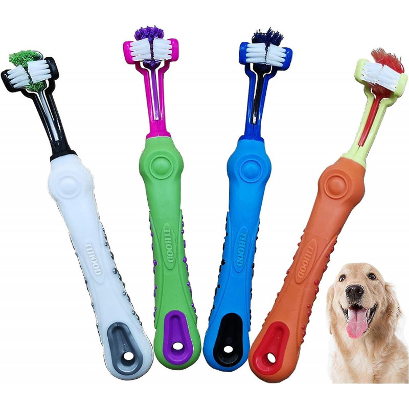Pack of 3 Three Sided Pet Toothbrush Dog Brush Addition Bad Breath Tartar Teeth Care Dog Cat Cleaning Mouth