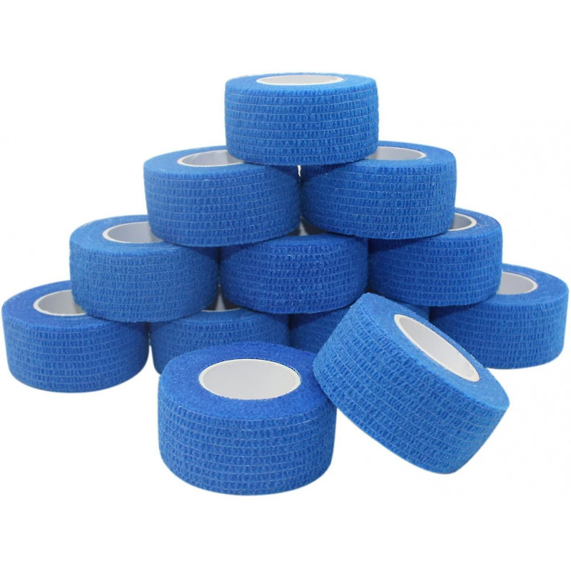 Bandage adhésif Bandage élastique Bleu 2.5cm X 4.5m 12 Rouleaux Cheville Tissu Non tissé