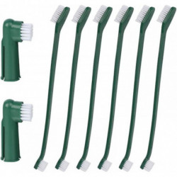 8pcs Dog Toothbrush, 2 Dog Finger Toothbrush & 6 Dual Headed Dental Hygiene Brushes For Small Medium Large Dogs Cats