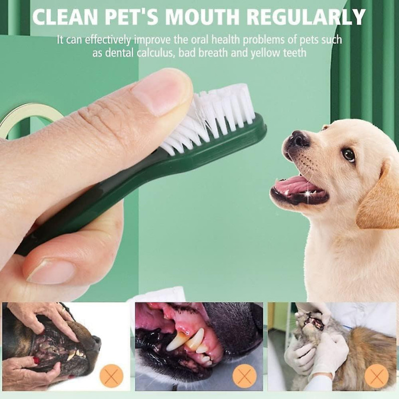 8pcs Dog Toothbrush, 2 Dog Finger Toothbrush & 6 Dual Headed Dental Hygiene Brushes For Small Medium Large Dogs Cats