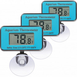 3pcs Blue Aquarium Thermometer With Suction Cup, Waterproof Lcd Digital Thermometer Fish