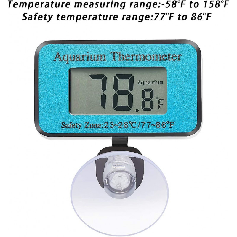 3pcs Blue Aquarium Thermometer With Suction Cup, Waterproof Lcd Digital Thermometer Fish
