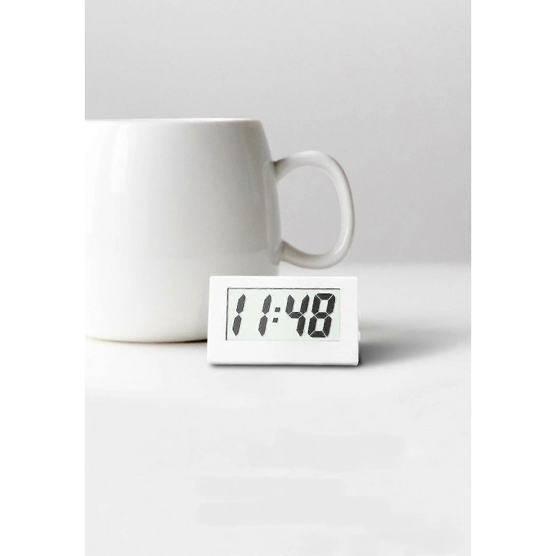 Car Dashboard Clock - Mini Electronic Digital for Auto, Truck, and Vehicle Self-adhesive Bracket Included White