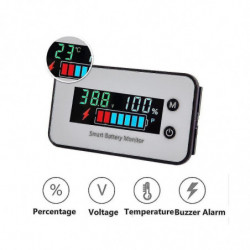 Ipx7 Waterproof Monitor 7-100v Capacity Tester Meter With Buzzer Alarm Temperature,
