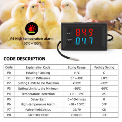 Moniteur d’affichage LED double couleur Contrôleur électronique de température Chaleur / refroidissement