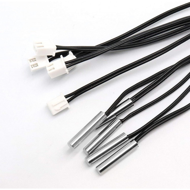 Waterproof 3950 Thermistor Temperature Sensor Probe, 0.5m Cable, Temperature Detector, Pack Of 5