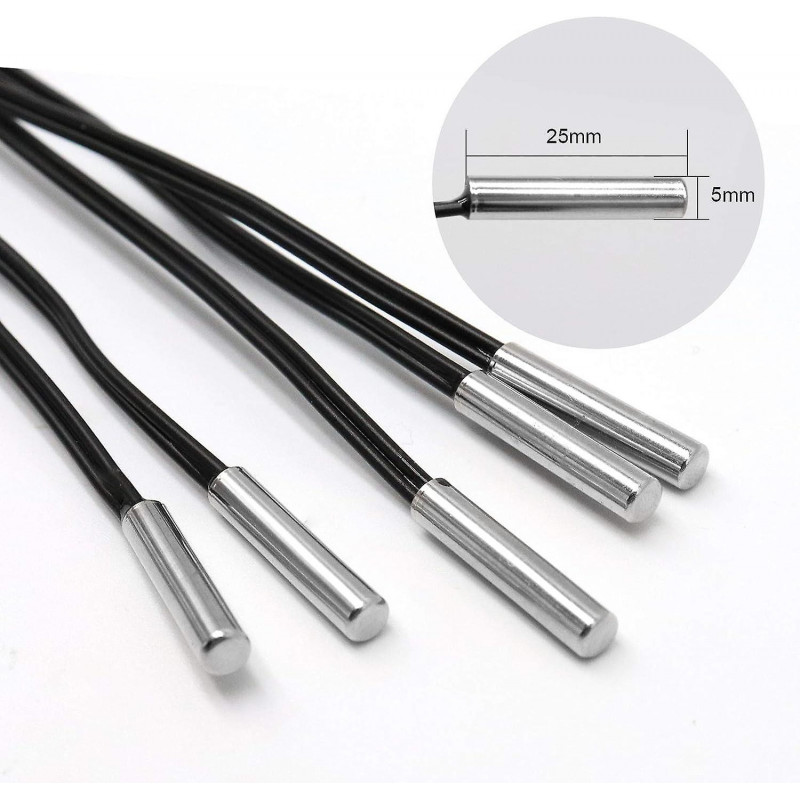 Waterproof 3950 Thermistor Temperature Sensor Probe, 0.5m Cable, Temperature Detector, Pack Of 5