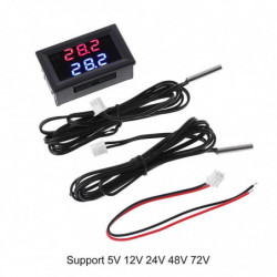 Temperature Gauge Sensor Dual Display Monitor With 2 Ntc Waterproof Probes