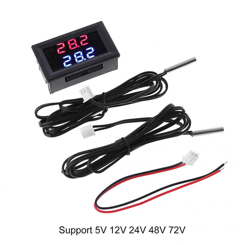 Temperature Gauge Sensor Dual Display Monitor With 2 Ntc Waterproof Probes