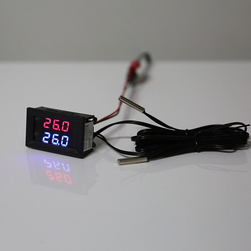 Temperature Gauge Sensor Dual Display Monitor With 2 Ntc Waterproof Probes
