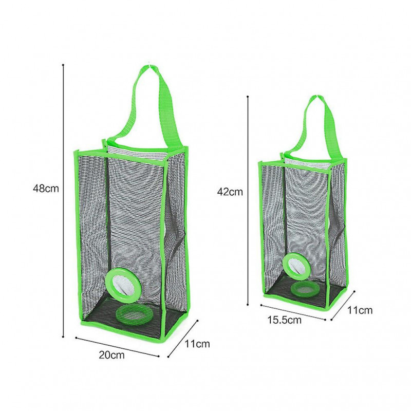 Hanging Folding Mesh Garbage Bag Organizer Trash Bags Holder Recycling Containers Storage for Kitchen - Size S(Green)