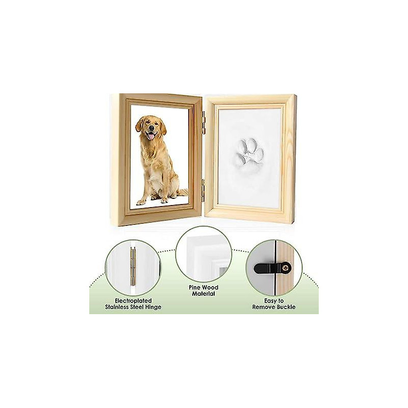 Claw Print Set For Dogs And Cats, Wooden Frame, 3d Plaster Model