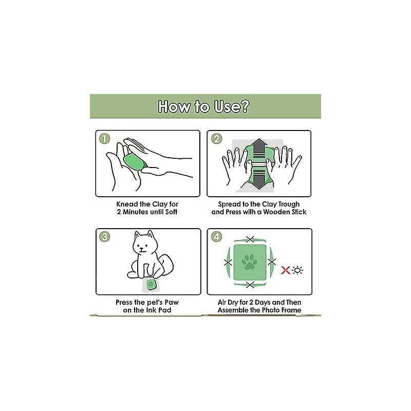 Claw Print Set For Dogs And Cats, Wooden Frame, 3d Plaster Model