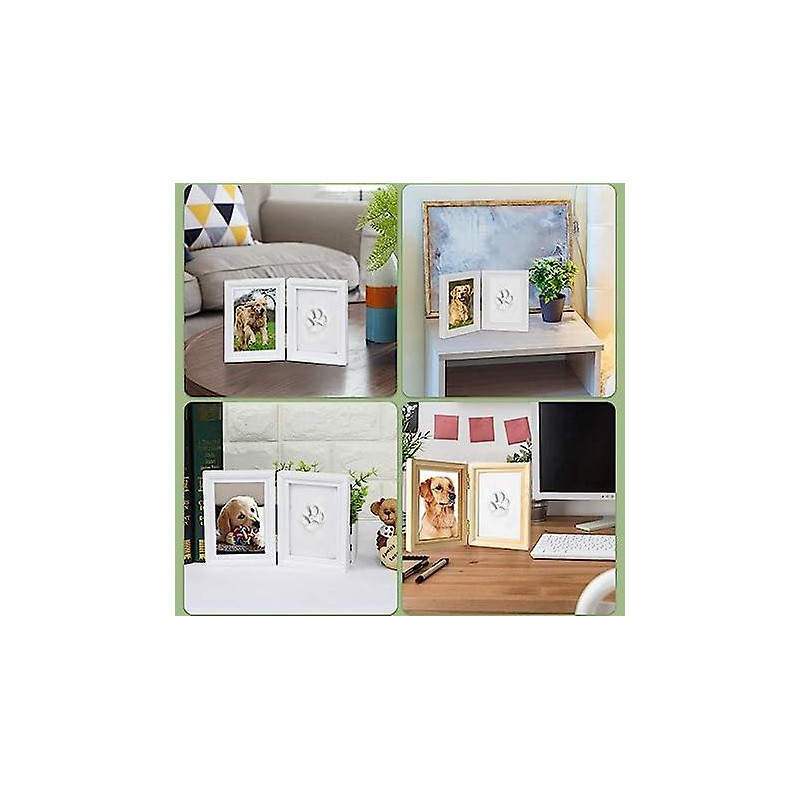 Claw Print Set For Dogs And Cats, Wooden Frame, 3d Plaster Model